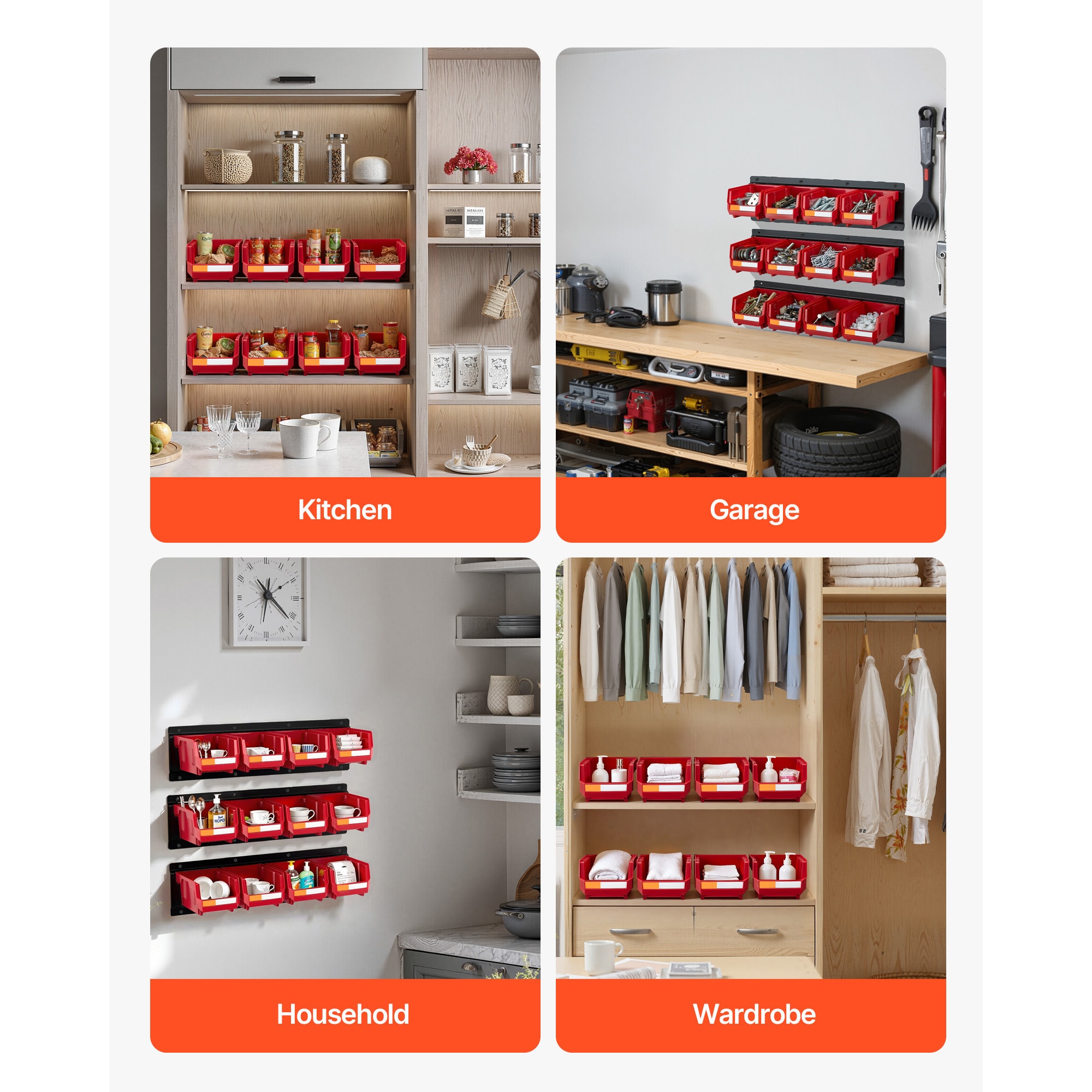 Wall Mounted Storage Bins With Metal Rails For Hardware Tools_voghion.com